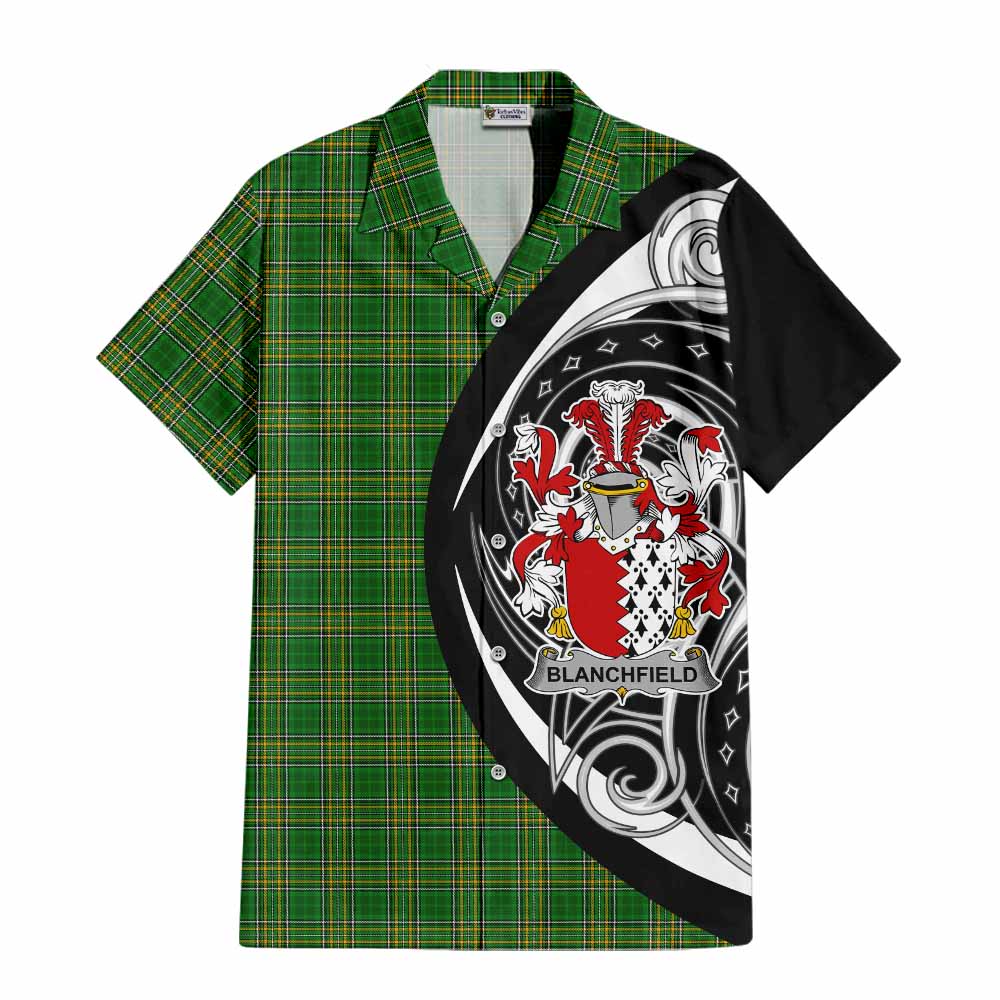 Tartan Vibes Clothing Blanchfield Irish Clan Short Sleeve Button Shirt Celtic Circle Style