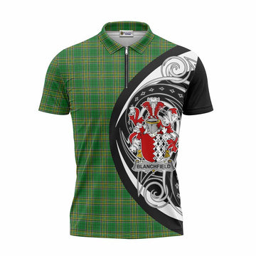 Blanchfield Irish Clan Zipper Polo Shirt Celtic Circle Style Unisex - Tartan Vibes Clothing