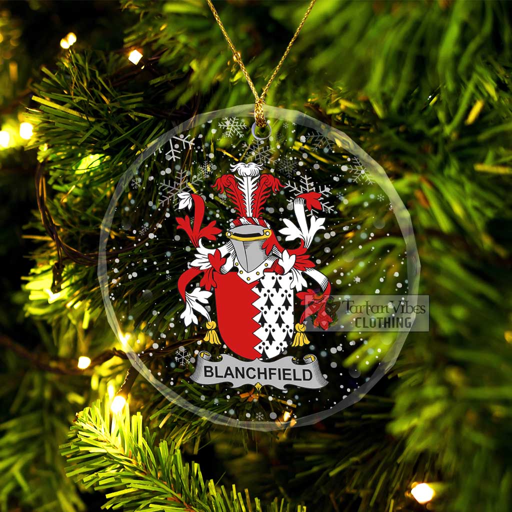 Tartan Vibes Clothing Blanchfield Irish Clan Christmas Glass Ornament with Coat of Arms