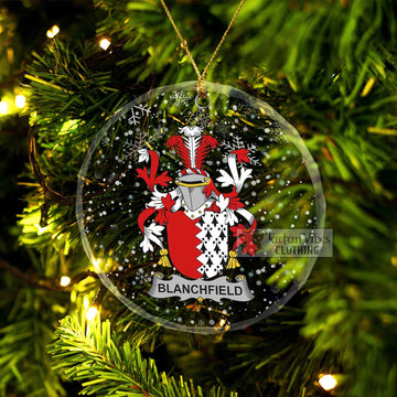 Blanchfield Irish Clan Christmas Glass Ornament with Coat of Arms