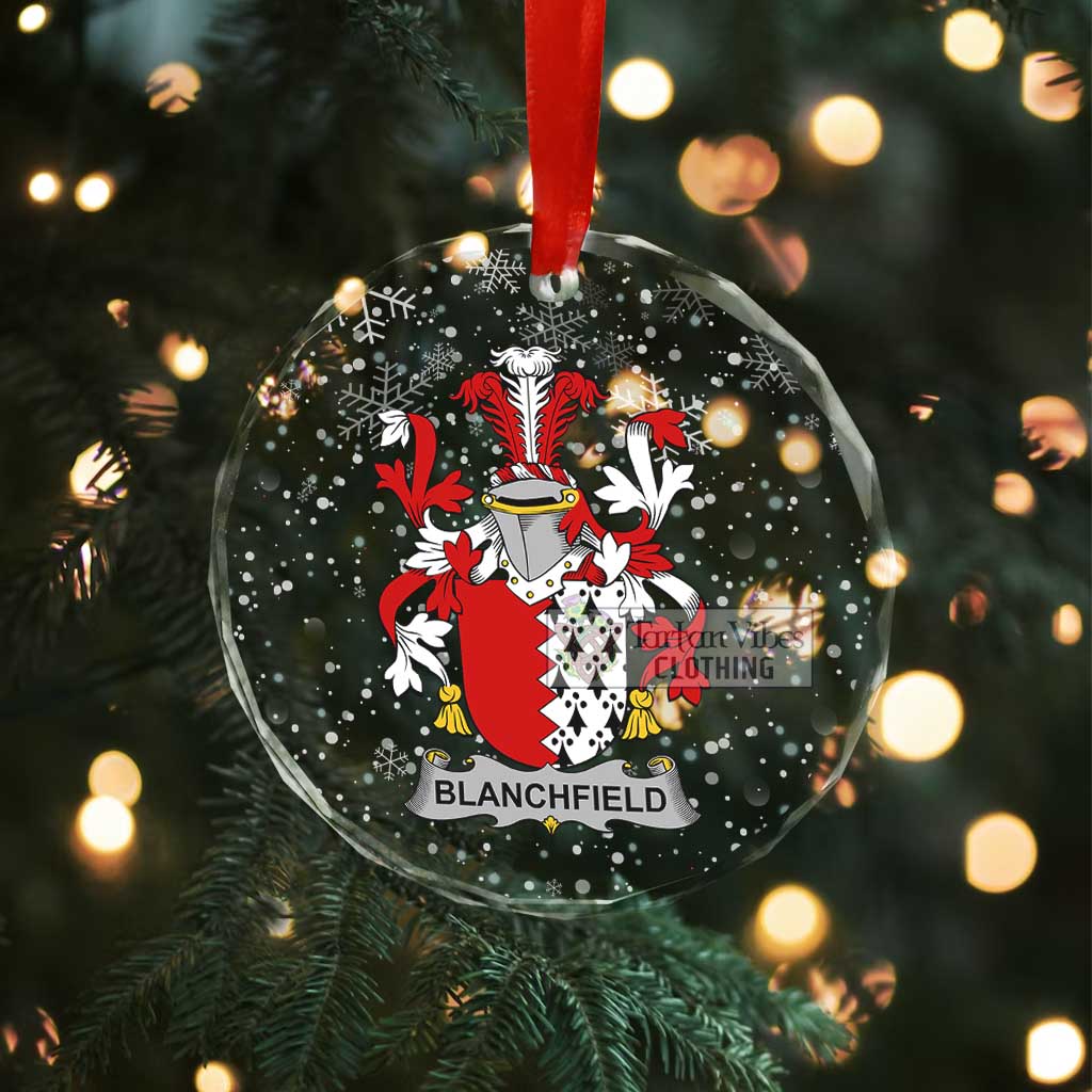 Tartan Vibes Clothing Blanchfield Irish Clan Christmas Glass Ornament with Coat of Arms