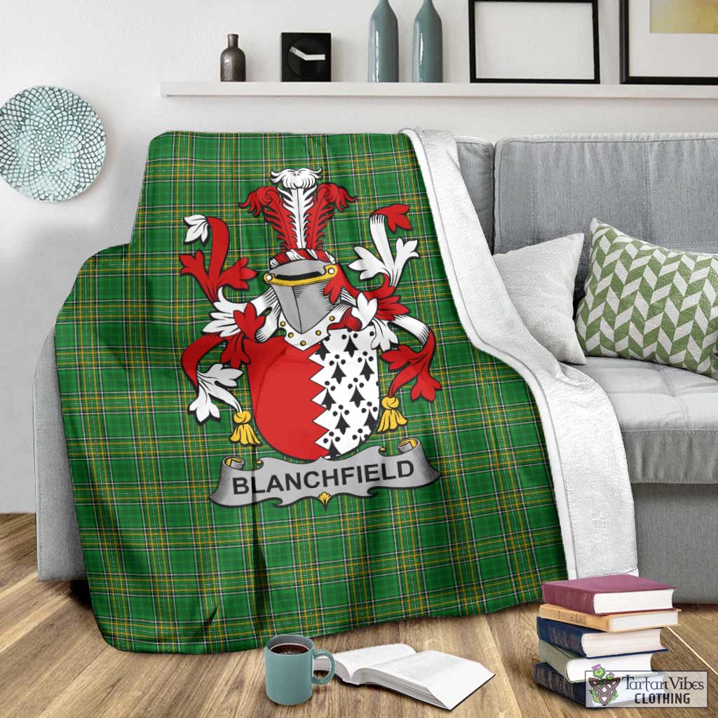 Blanchfield Irish Clan Tartan Blanket with Coat of Arms - Tartan Vibes Clothing