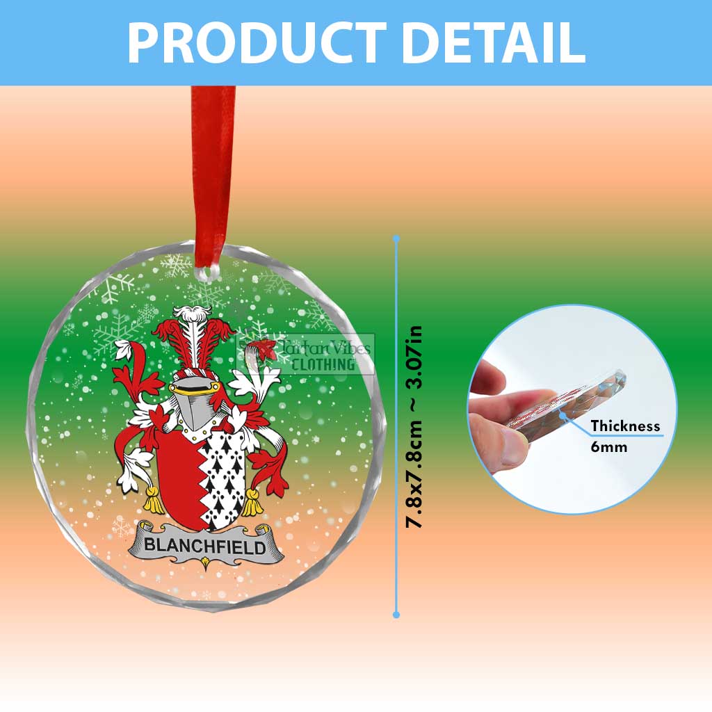 Tartan Vibes Clothing Blanchfield Irish Clan Christmas Glass Ornament with Coat of Arms