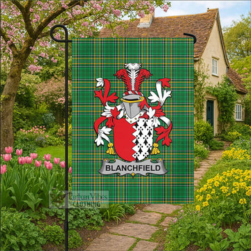 Blanchfield Irish Clan Tartan Garden Flag with Coat of Arms