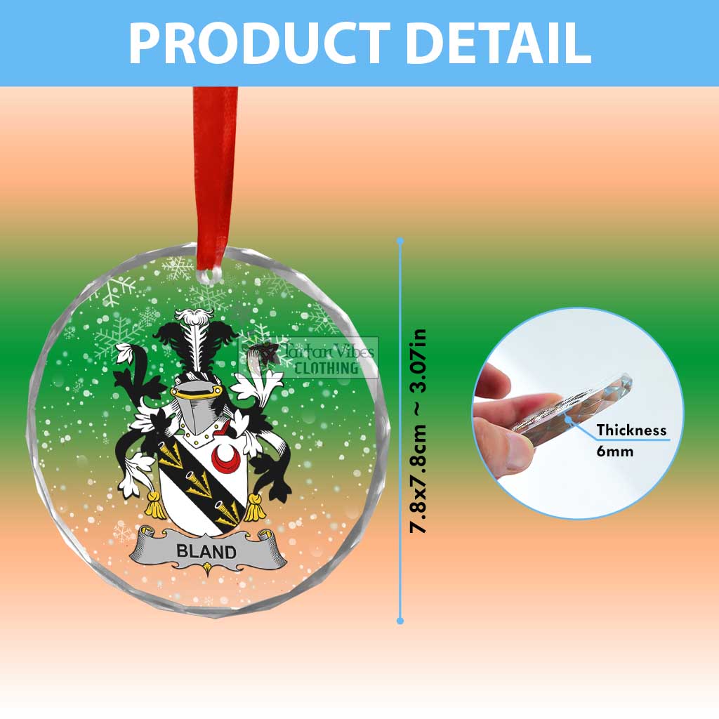 Bland Irish Clan Christmas Glass Ornament with Coat of Arms - 2D-tartanvibesclothing