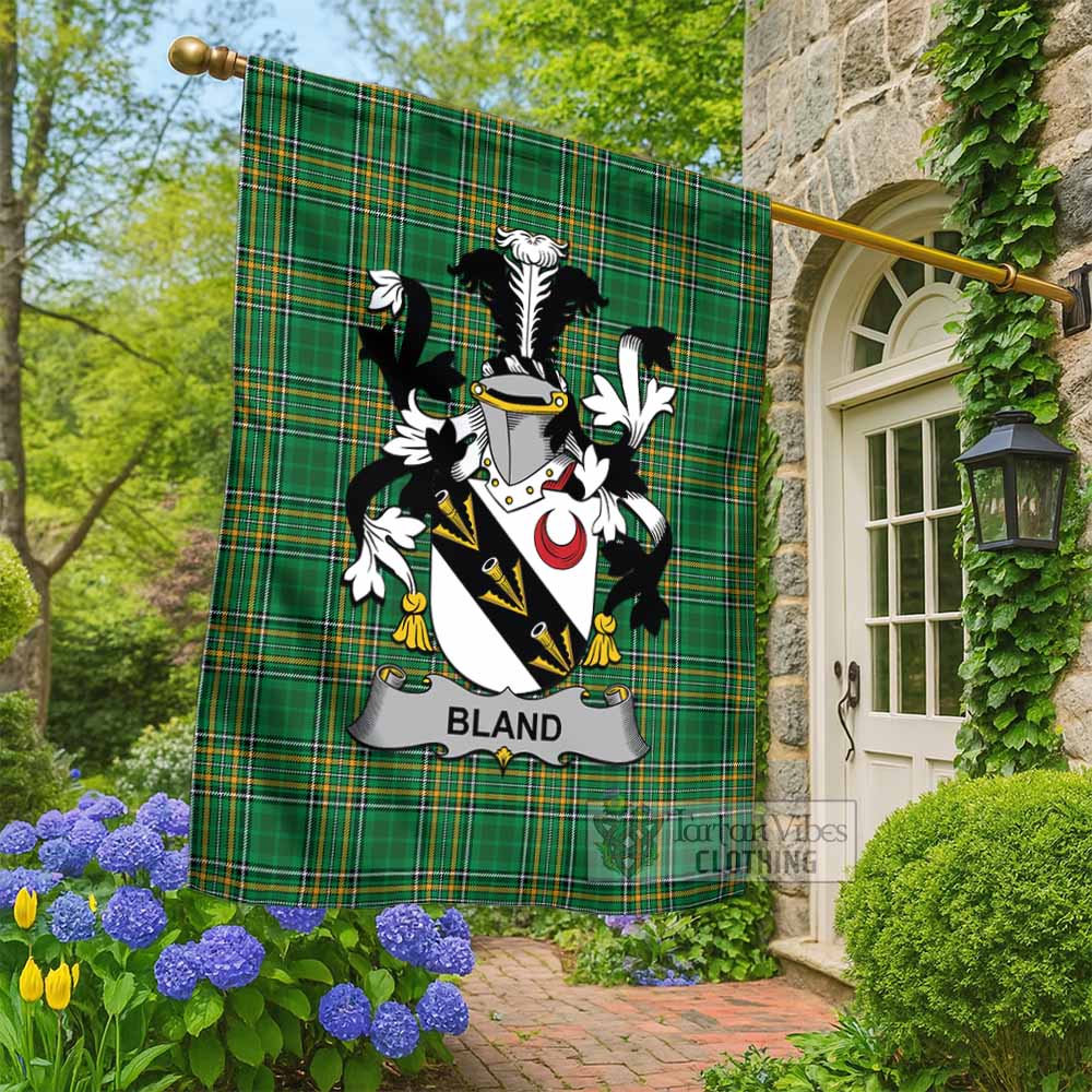 Bland Irish Clan Tartan Flag with Coat of Arms