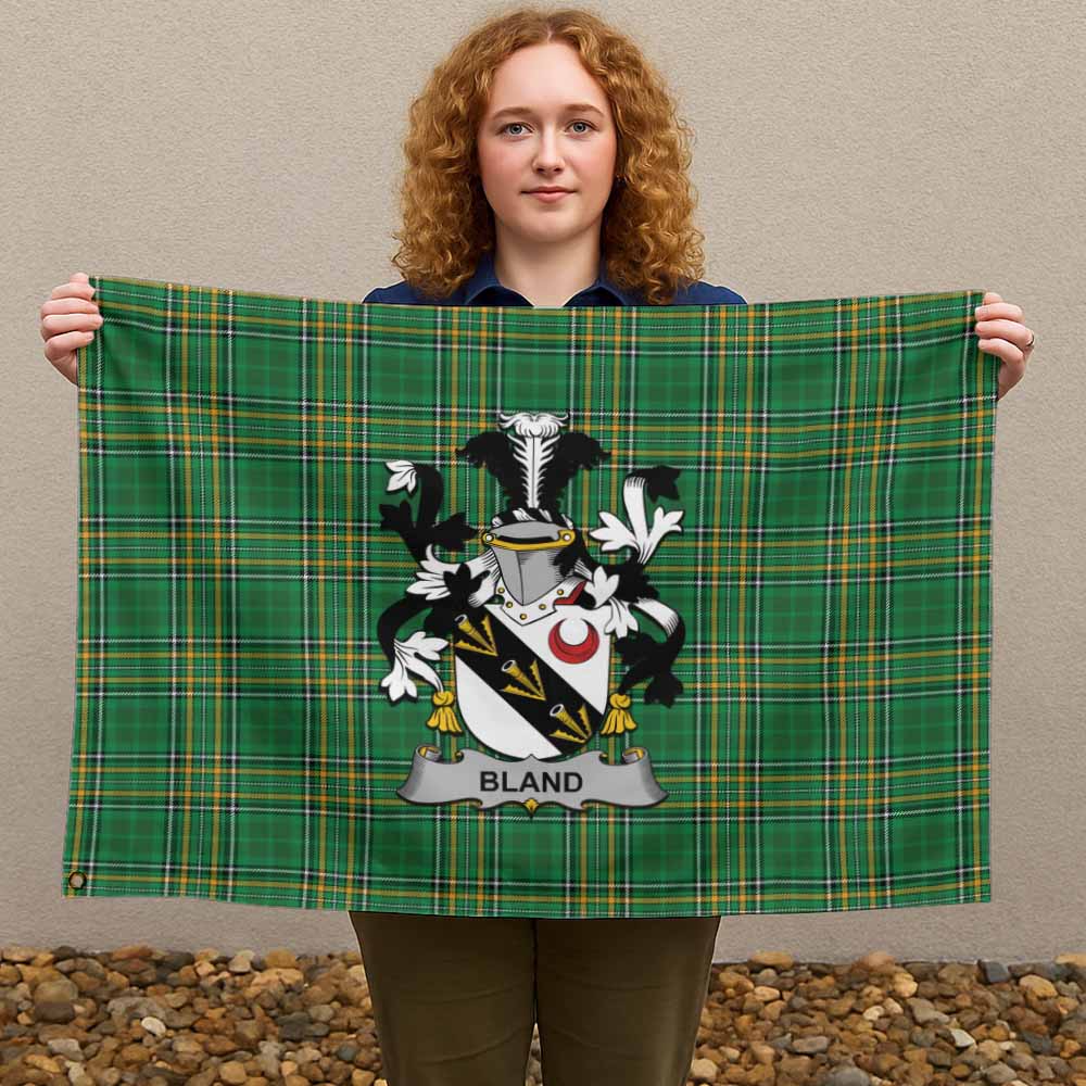 Tartan Vibes Clothing Bland Irish Clan Tartan House Flag with Coat of Arms
