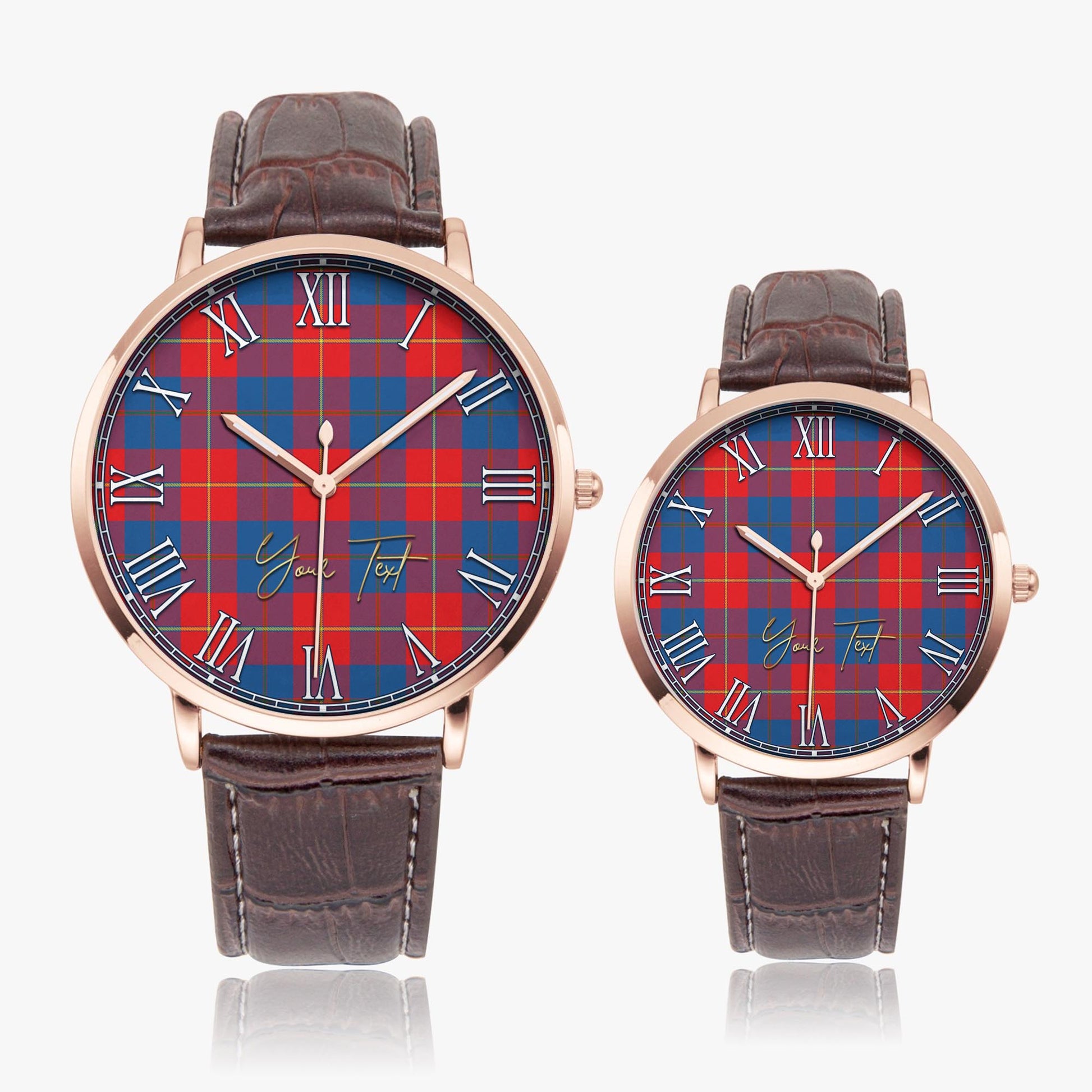 Blane Tartan Personalized Your Text Leather Trap Quartz Watch - Tartan Vibes Clothing