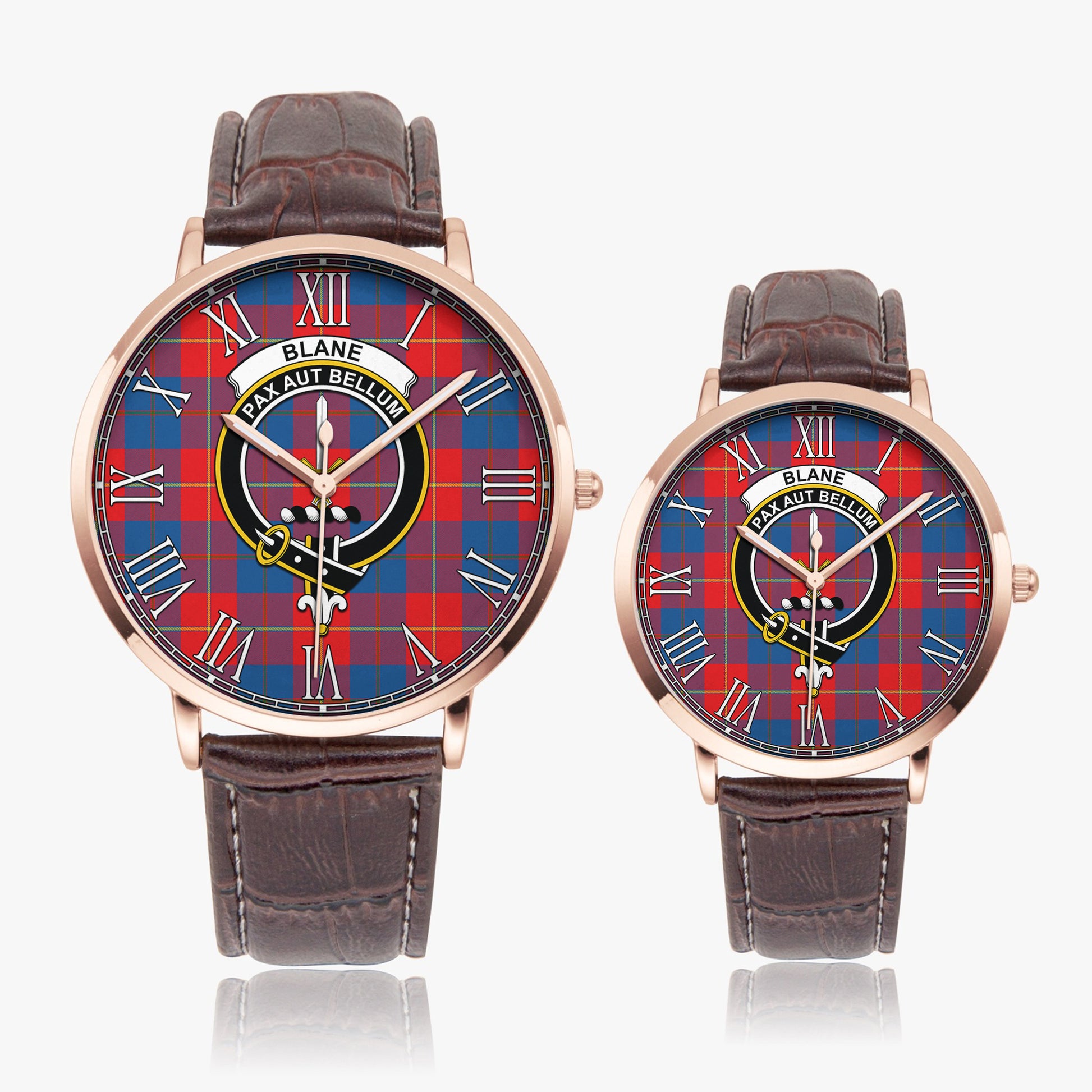 Blane Tartan Family Crest Leather Strap Quartz Watch - Tartan Vibes Clothing