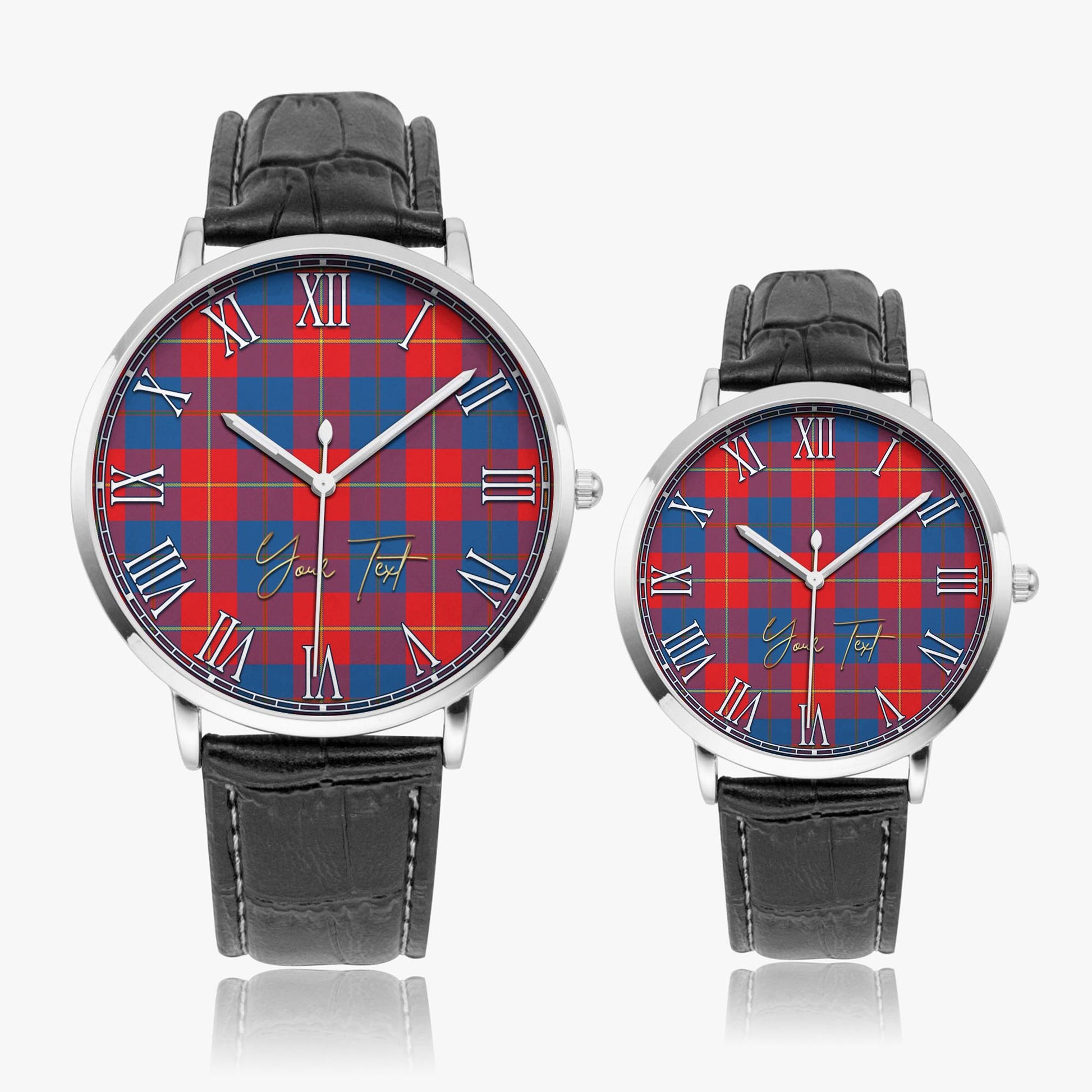 Blane Tartan Personalized Your Text Leather Trap Quartz Watch - Tartan Vibes Clothing