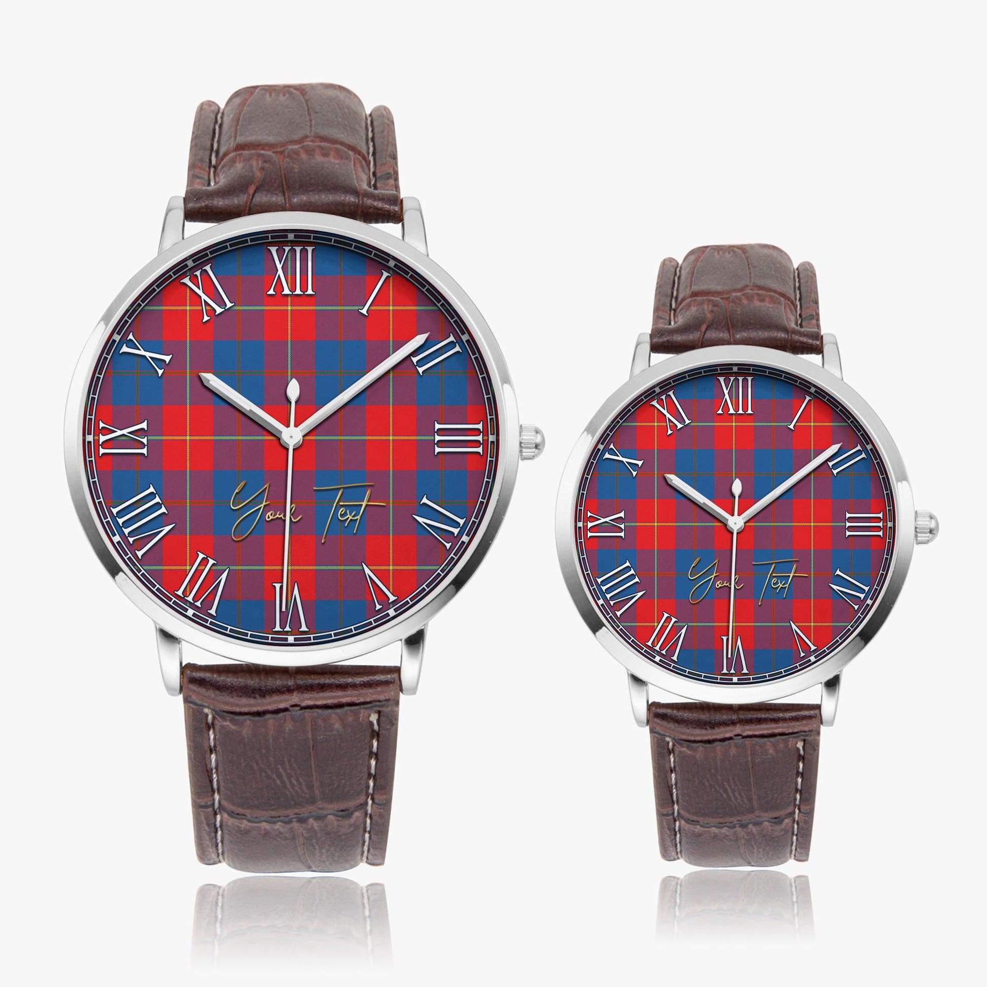 Blane Tartan Personalized Your Text Leather Trap Quartz Watch - Tartan Vibes Clothing