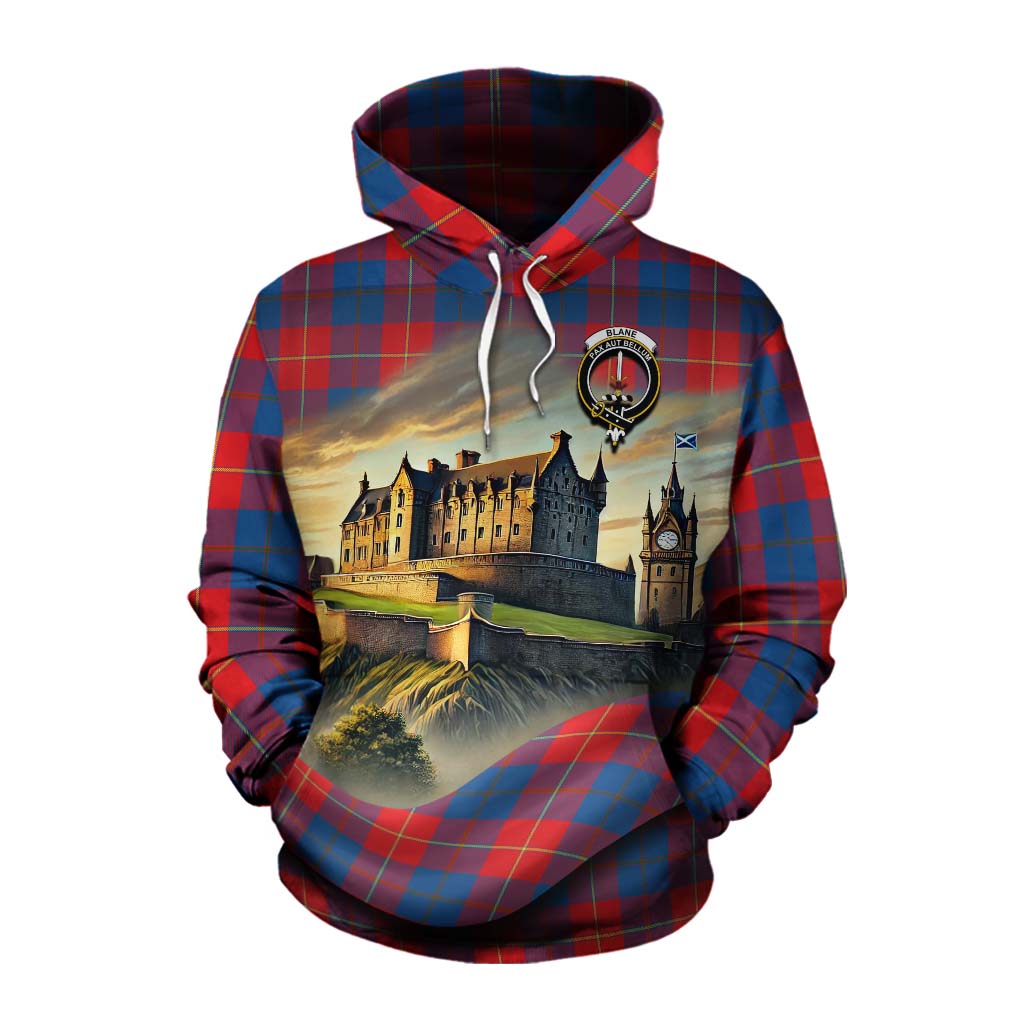 Blane Tartan Family Crest Cotton Hoodie with Scottish Ancient Castle Style Pullover Hoodie XS - Tartan Vibes Clothing