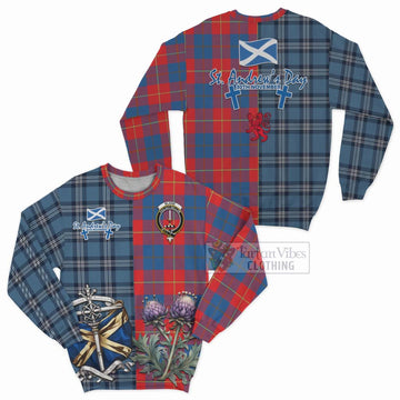 Blane Tartan Sweatshirt Happy St. Andrew's Day Half Tartan Style Unisex - Tartan Vibes Clothing