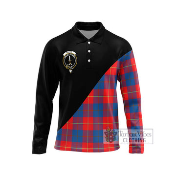 Blane Tartan Long Sleeve Polo Shirt with Family Crest and Military Logo Style Unisex - Tartan Vibes Clothing