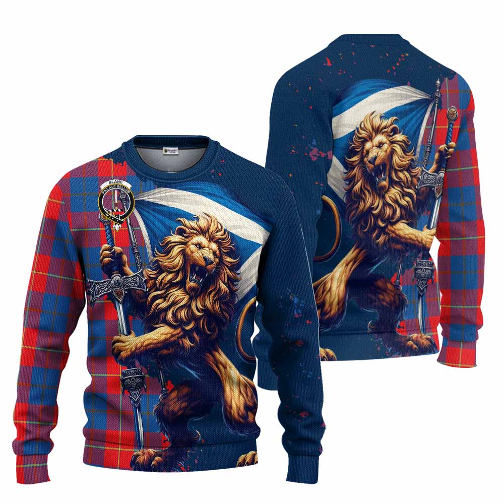 Blane Tartan Family Crest Knitted Sweater with Scottish Majestic Lion Unisex - Tartan Vibes Clothing