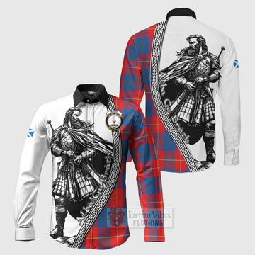 Blane Tartan Clan Crest Long Sleeve Button Shirt with Highlander Warrior Celtic Style Men's Shirt S - Tartan Vibes Clothing