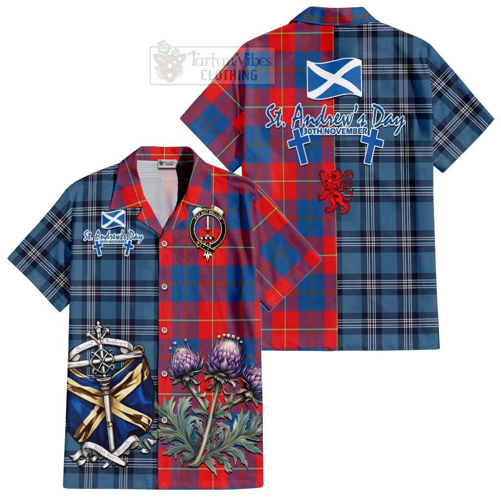 Blane Tartan Hawaiian Shirt Happy St. Andrew's Day Half Tartan Style Kid - Tartan Vibes Clothing