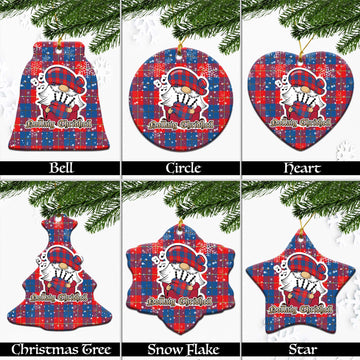 Blane Tartan Christmas Ceramic Ornaments with Scottish Gnome Playing Bagpipes Ceramic - Tartan Vibes Clothing