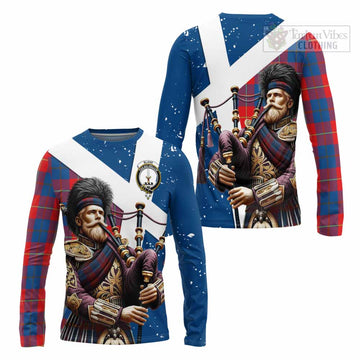 Blane Tartan Long Sleeve T-Shirt with Family Crest Scottish Bagpiper Vibes Unisex - Tartan Vibes Clothing