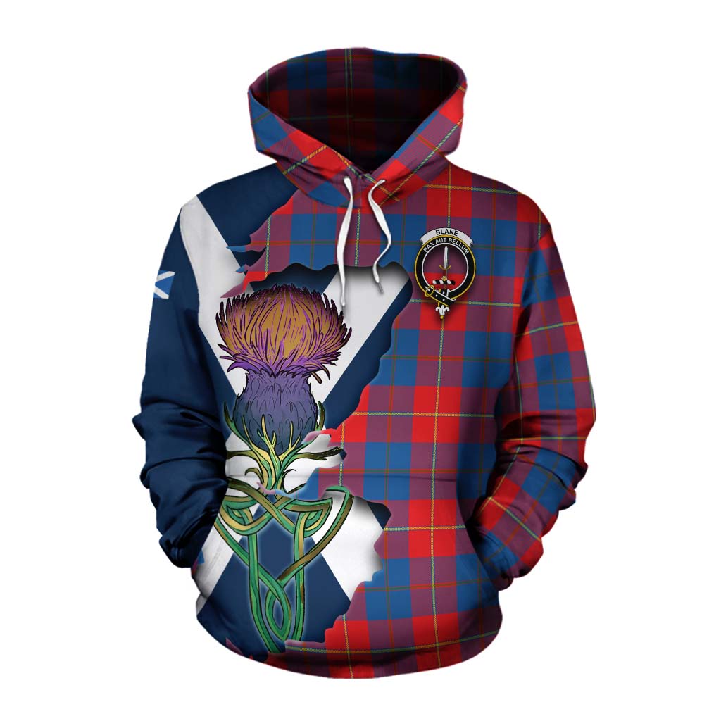 Tartan Vibes Clothing Blane Tartan Family Crest Cotton Hoodie Scottish Thistle Celtic Inspired