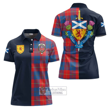 Tartan Vibes Clothing Blane Tartan Women's Polo Shirt with Scottish Lion Royal Arm Half Style