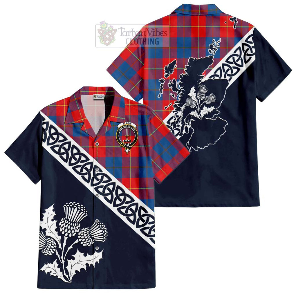 Blane Tartan Hawaiian Shirt Featuring Thistle and Scotland Map Kid - Tartan Vibes Clothing