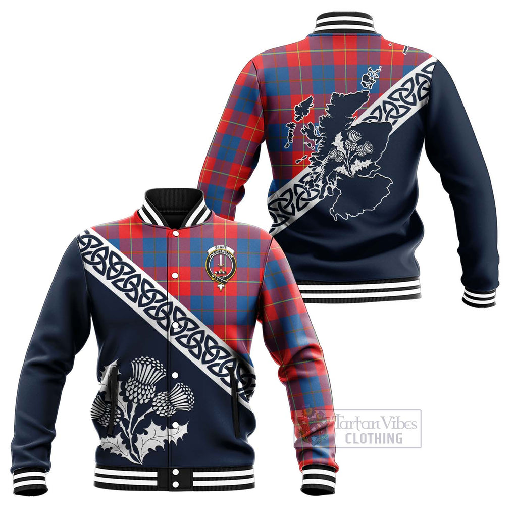 Blane Tartan Baseball Jacket Featuring Thistle and Scotland Map Unisex - Tartan Vibes Clothing