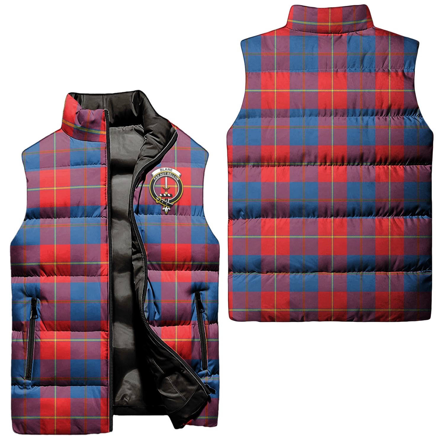Blane Tartan Sleeveless Puffer Jacket with Family Crest Unisex - Tartan Vibes Clothing