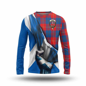 Blane Tartan Long Sleeve T-Shirt with Family Crest Scotland Patriotic Style Unisex - Tartan Vibes Clothing