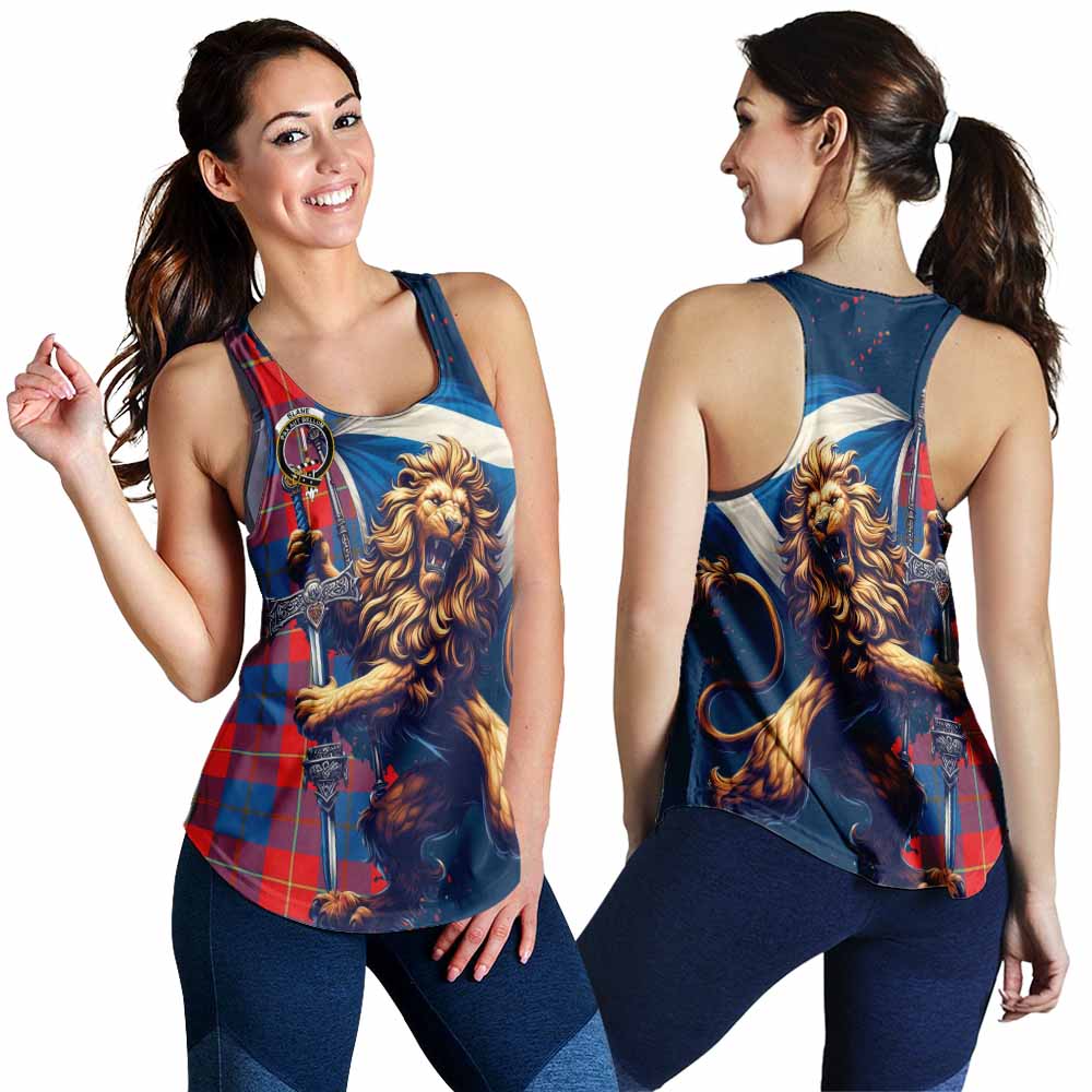 Blane Tartan Family Crest Women's Racerback Tanks with Scottish Majestic Lion 4XL - Tartan Vibes Clothing