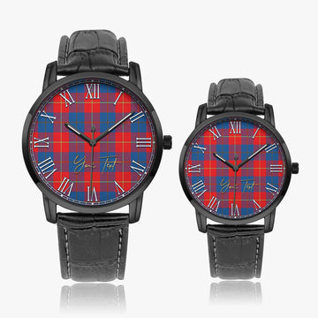 Blane Tartan Personalized Your Text Leather Trap Quartz Watch Wide Type - Tartan Vibes Clothing