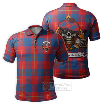 Blane Tartan Polo Shirt with Family Crest and Bearded Skull Holding Bottles of Whiskey Kid - Tartan Vibes Clothing