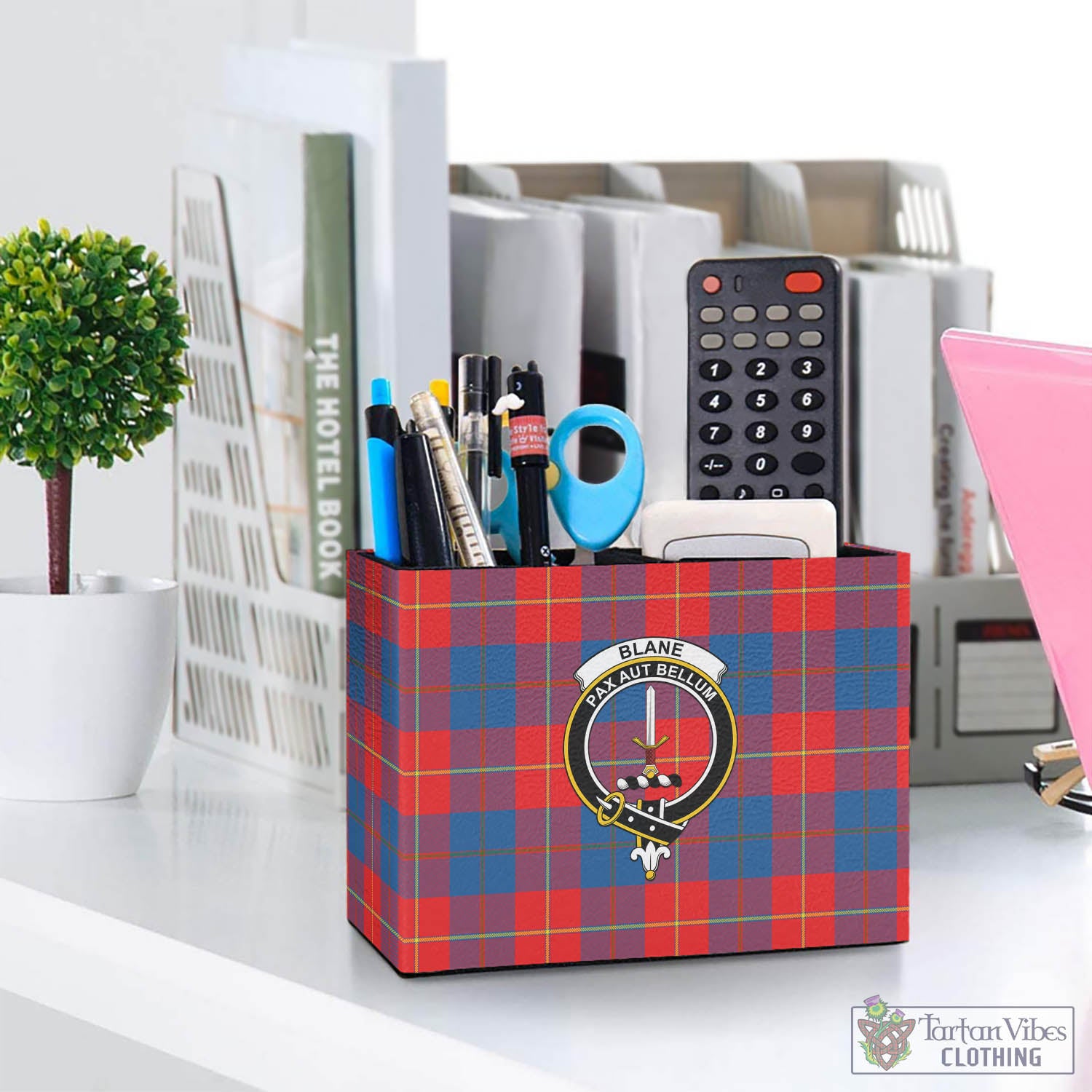 Blane Tartan Pen Holder with Family Crest One Size 5.9"(L)*2.7"(W)*4.3"(H) - Tartan Vibes Clothing