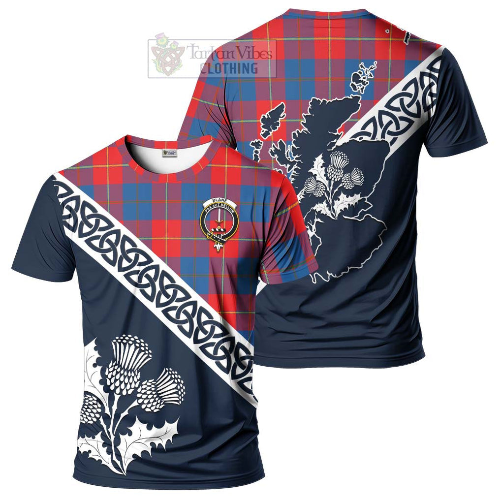 Blane Tartan T-Shirt Featuring Thistle and Scotland Map Kid's Shirt - Tartanvibesclothing Store