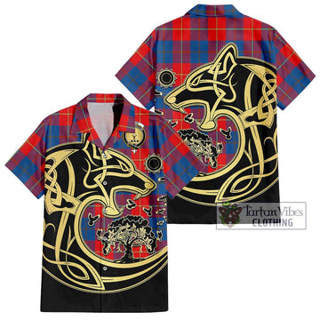 Blane Tartan Hawaiian Shirt with Family Crest Celtic Wolf Style Kid - Tartan Vibes Clothing