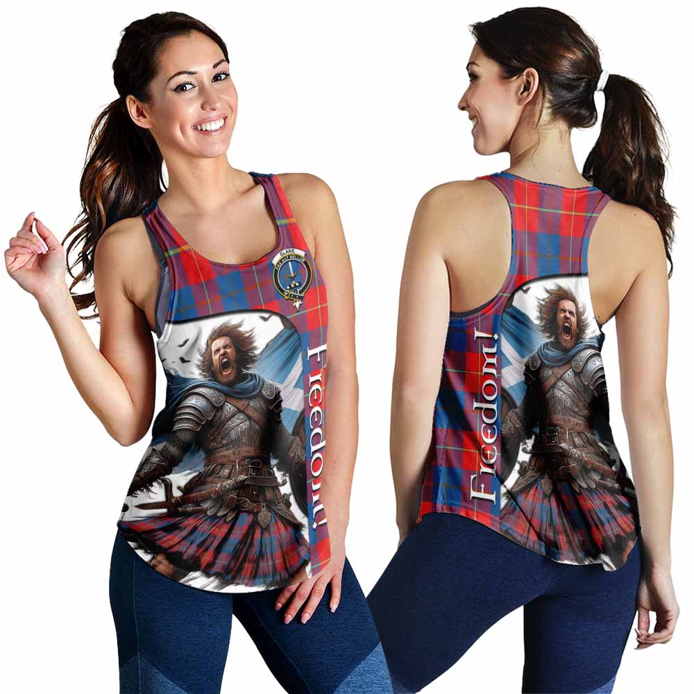 Blane Crest Tartan Women's Racerback Tanks Inspired by the Freedom of Scottish Warrior 4XL - Tartan Vibes Clothing