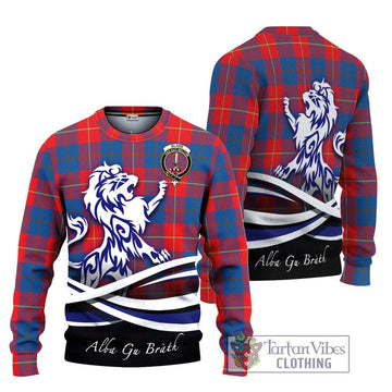 Blane Tartan Ugly Sweater with Alba Gu Brath Regal Lion Emblem Unisex - Tartan Vibes Clothing