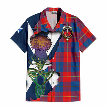 Tartan Vibes Clothing Blane Tartan Family Crest Short Sleeve Button Shirt Scottish Thistle Celtic Inspired
