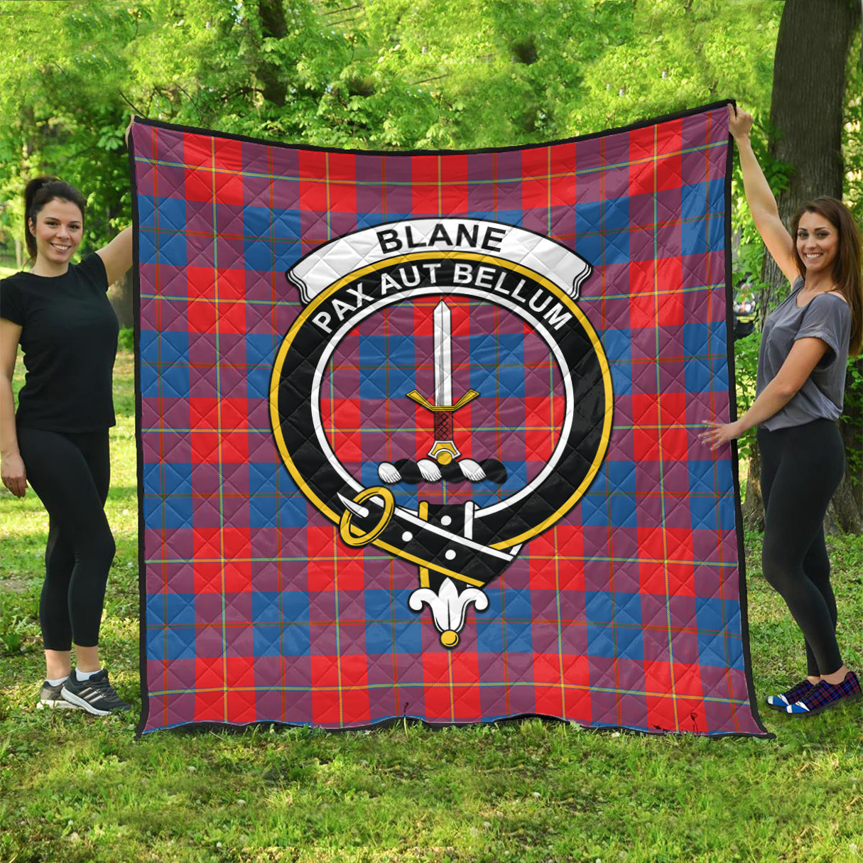 Blane Tartan Quilt with Family Crest Super King Quilt 91" x 110" - Tartan Vibes Clothing