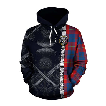 Blane Tartan Cotton Hoodie with Family Crest Cross Sword Thistle Celtic Vibes Pullover Hoodie XS - Tartan Vibes Clothing