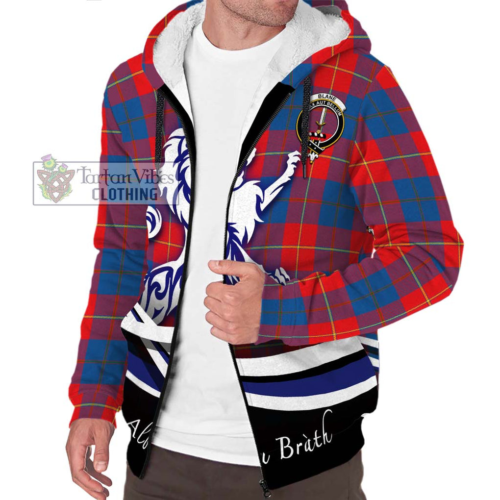 Blane Tartan Sherpa Hoodie with Alba Gu Brath Regal Lion Emblem Unisex S - Tartan Vibes Clothing