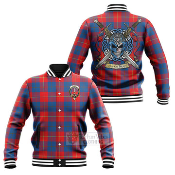 Blane Tartan Baseball Jacket with Family Crest Celtic Skull Style Unisex - Tartan Vibes Clothing