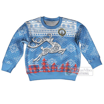 Blane Clan Christmas Kid Ugly Sweater with Tartan and Celtic Reindeer Style Kid - Tartan Vibes Clothing