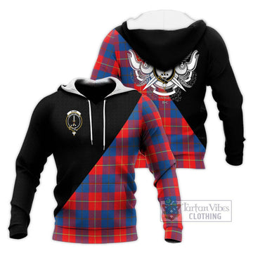 Blane Tartan Knitted Hoodie with Family Crest and Military Logo Style Unisex Knitted Pullover Hoodie - Tartan Vibes Clothing