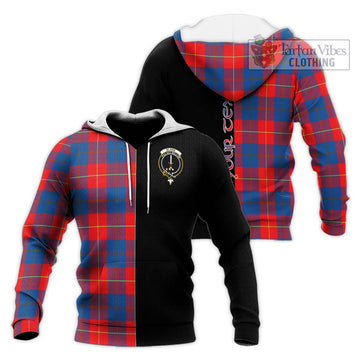 Blane Tartan Knitted Hoodie with Family Crest and Half Of Me Style Unisex Knitted Pullover Hoodie - Tartan Vibes Clothing