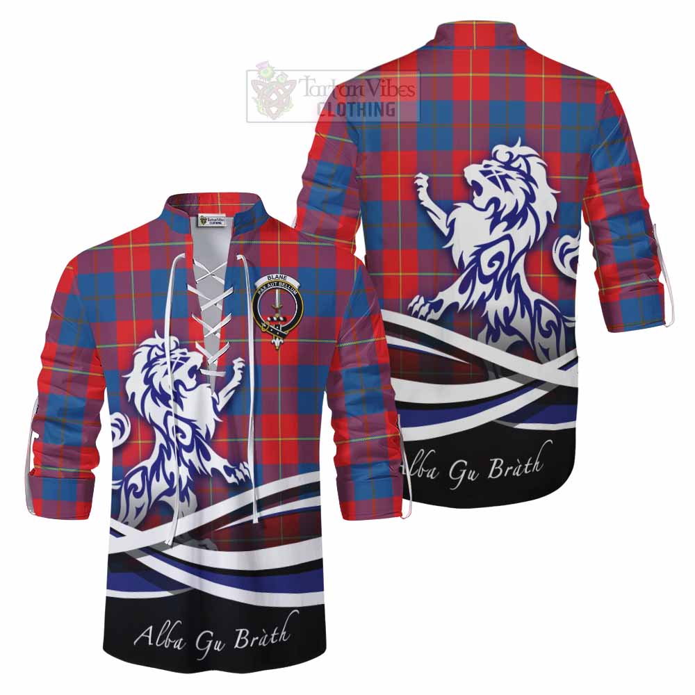 Blane Tartan Ghillie Kilt Shirt with Alba Gu Brath Regal Lion Emblem Men - Tartan Vibes Clothing