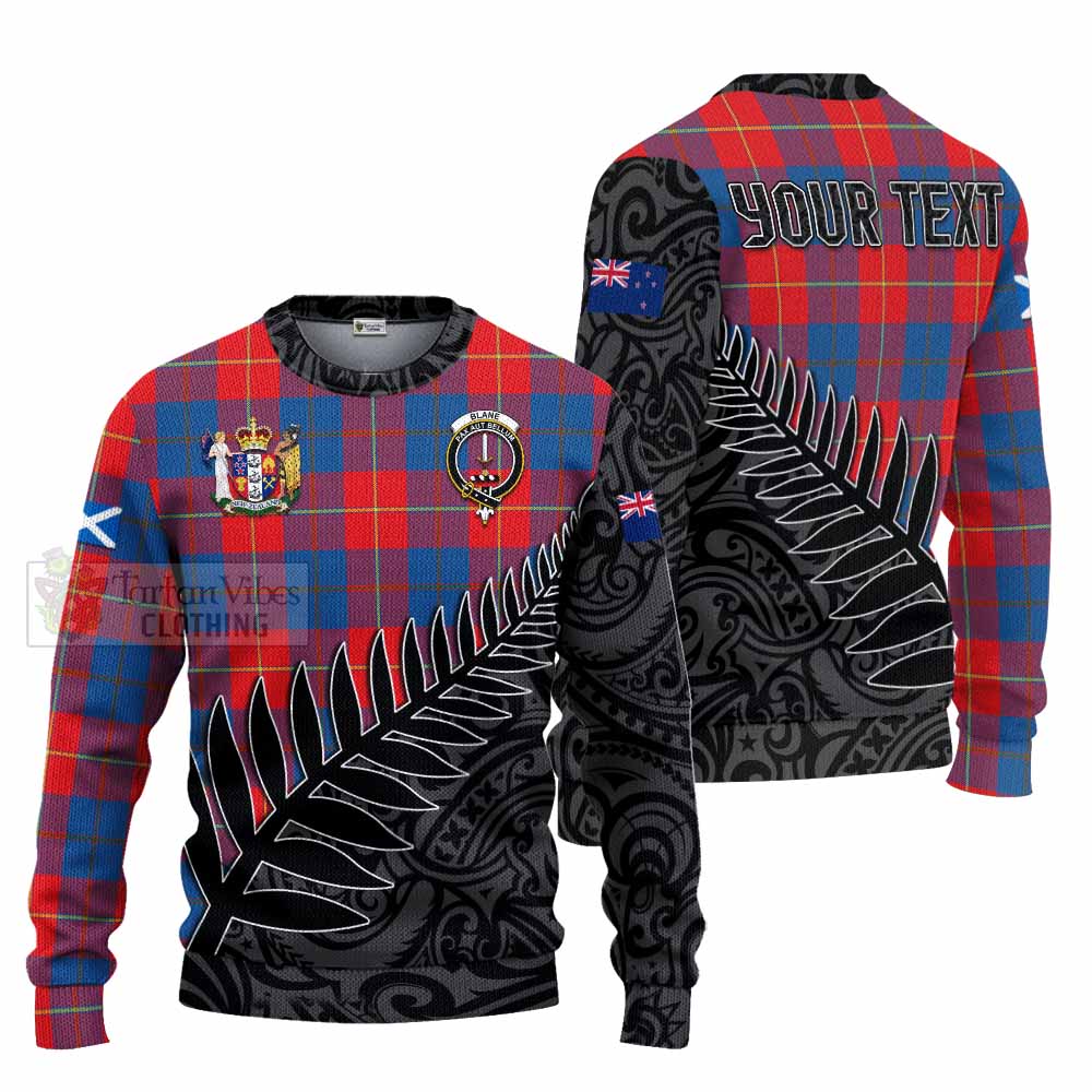 Blane Crest Tartan Knitted Sweater with New Zealand Silver Fern Half Style Unisex - Tartan Vibes Clothing
