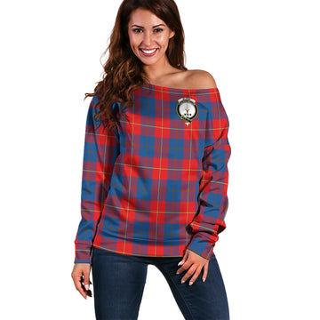 Blane Tartan Off Shoulder Women Sweater with Family Crest Women - Tartan Vibes Clothing