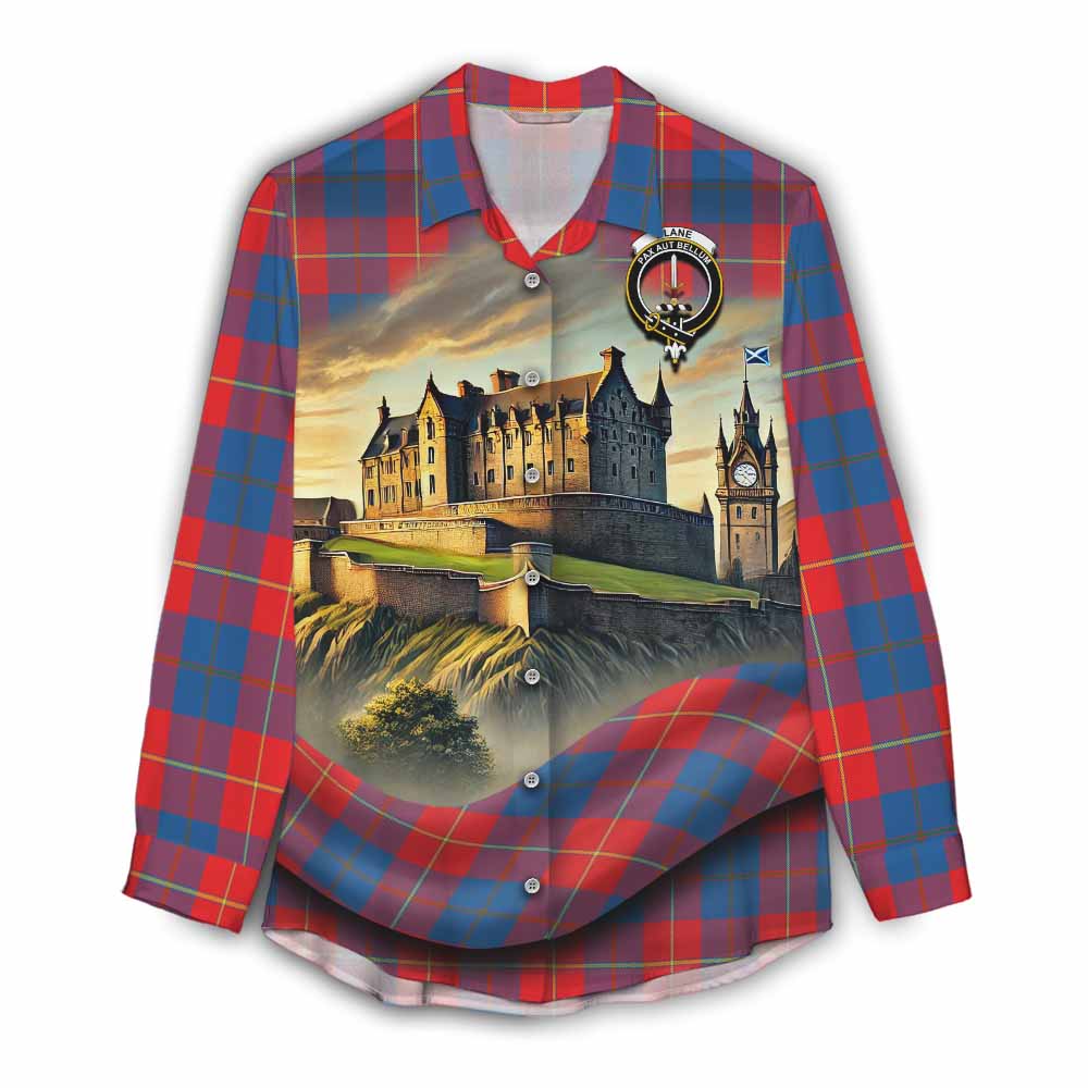 Blane Tartan Family Crest Women's Casual Shirt with Scottish Ancient Castle Style Female - Tartan Vibes Clothing