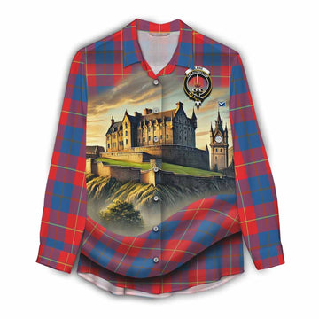 Blane Tartan Family Crest Women's Casual Shirt with Scottish Ancient Castle Style Female - Tartan Vibes Clothing